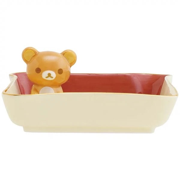 Rilakkuma轻松熊｜San-X Accessory Tray - Wonderful House轻松熊居家系列可爱陶瓷轻松熊首饰托盘/桌面摆件｜约125×110×44mm