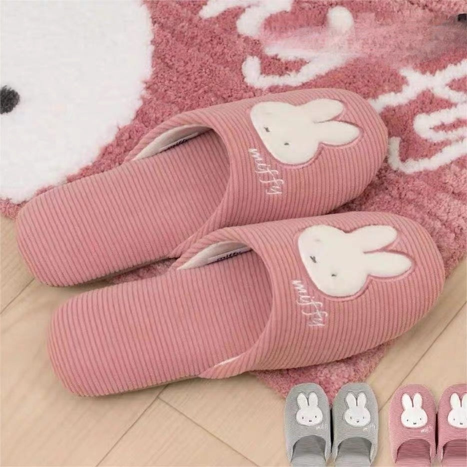 Miffy米菲｜Slippers pink Prima Miffy room supplies条纹软底刺绣室内家居拖鞋