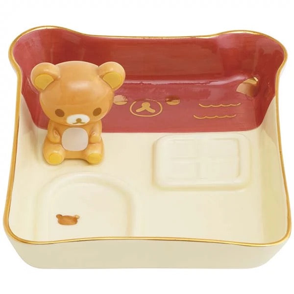 Rilakkuma轻松熊｜San-X Accessory Tray - Wonderful House轻松熊居家系列可爱陶瓷轻松熊首饰托盘/桌面摆件｜约125×110×44mm