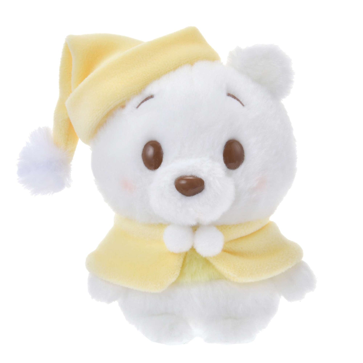 Disney迪士尼｜Winnie the Pooh Urupocha-chan Plush Doll Fruit Latte Color东迪冬日限定水果拿铁色睡衣睡帽斗篷系列豆豆眼毛绒小玩偶/公仔摆件｜约H11.5×W10.5×D7.5cm