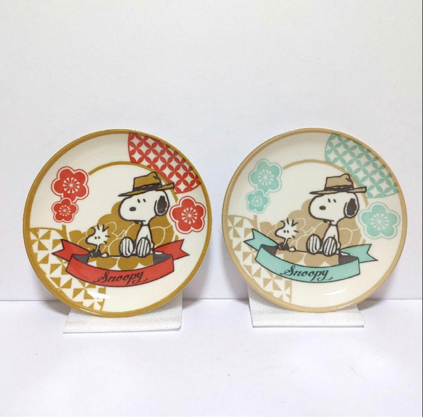 Snoopy｜史努比新和风系列陶瓷盘子/可微波｜约直径 14 x 高H2cm