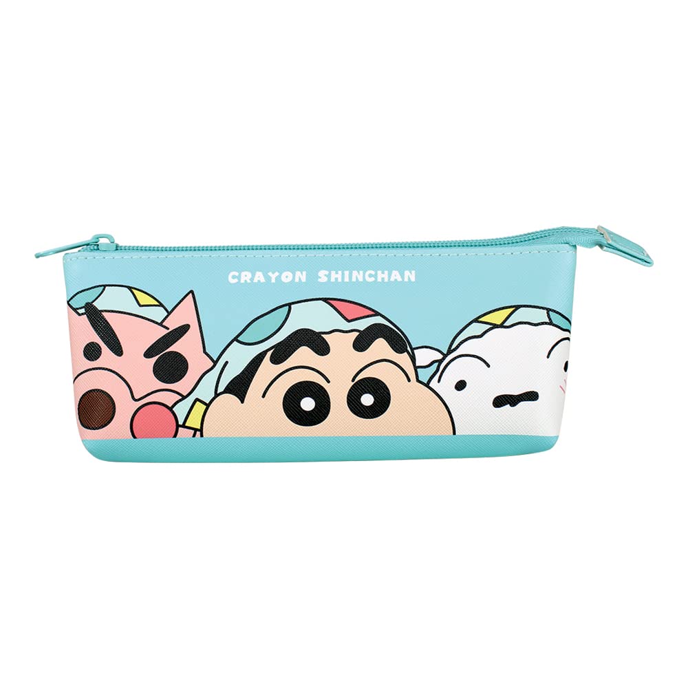 Crayon shin-chan蜡笔小新｜十字纹皮质感双面双图案笔袋｜約7.5cm×20.0cm×5.0cm