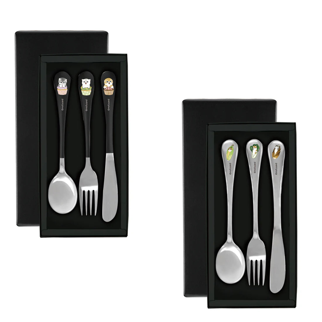 Mofusand｜Cutlery set gift box鲨鱼猫不锈钢黑色奢华餐具套礼盒/刀/叉子/勺子