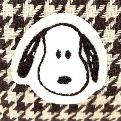 Snoopy｜棉麻千鸟格饺子形化妆收纳包｜约12*19*5cm