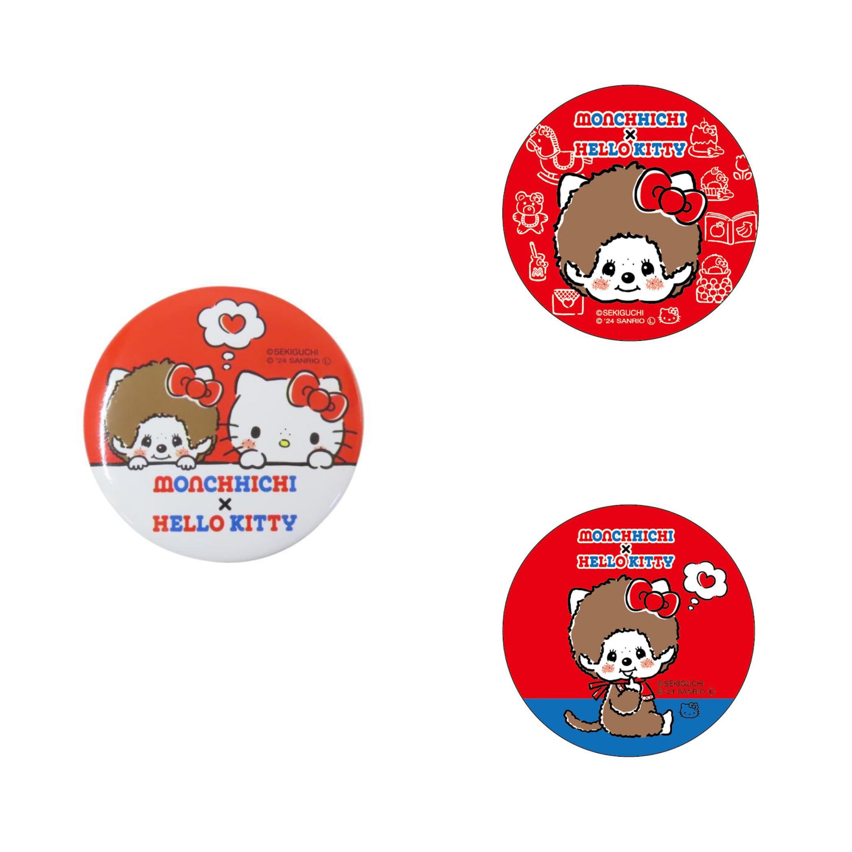 Monchhichi｜Sanrio Hello Kitty Can Badge Pin｜Φ58×4mm approx.