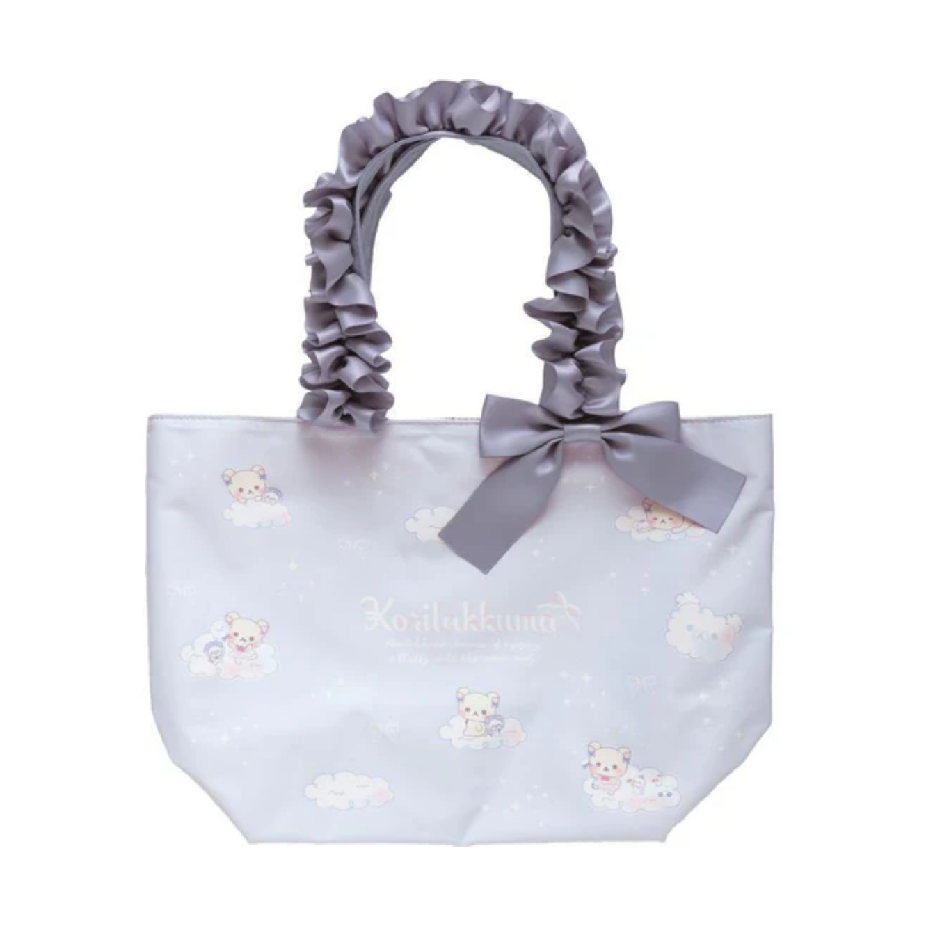 Rilakkuma轻松熊｜Korilakkuma mini Tote Bag Sky Cotton Candy San-X天空白云棉花糖系列褶皱手提包｜约340×220×130mm