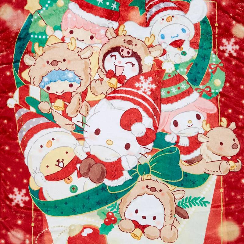 Sanrio三丽鸥｜Cushion Blanket - Christmas 2024圣诞限定可收纳加绒加厚盖毯丝绒抱枕/靠垫/正反面都可爱｜约105×1×70cm