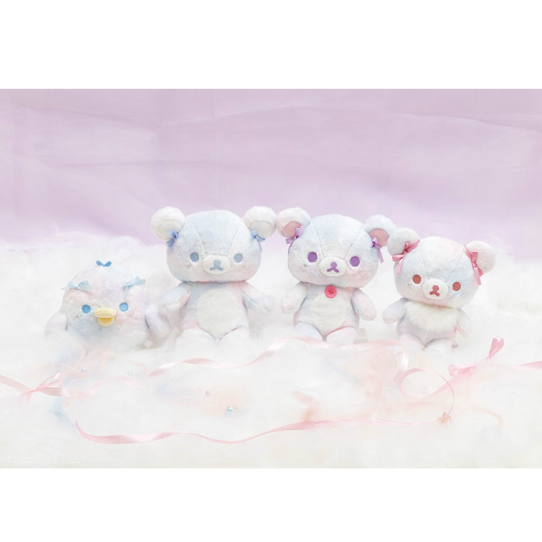 Rilakkuma轻松熊｜Plush Doll Gradient Color Sky Cotton Candy San-X天空白云棉花糖系列渐变色毛绒玩偶｜約 210 x 160 x 120mm