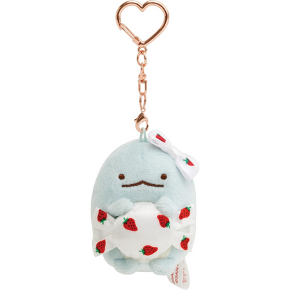 Sumikko gurashi角落生物｜San-X Hanging Plush - Sakuma Strawberry Milk Candy 爱心扣可爱角色草莓牛奶糖毛绒玩偶挂件/包挂｜约60×50×50mm