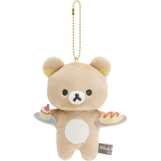 Rilakkuma轻松熊｜ Favorite Things Plush Keychain San-X最喜欢的东西系列轻松熊拿蛋糕毛绒玩偶挂件/包挂｜约 125×115×50mm