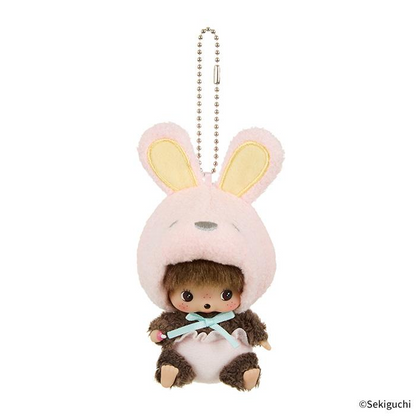 Monchhichi｜nimal Babychic SS Big Face Mascot Holder /Plush Keychain｜H10.5 x W6.5 x D7cm approx.