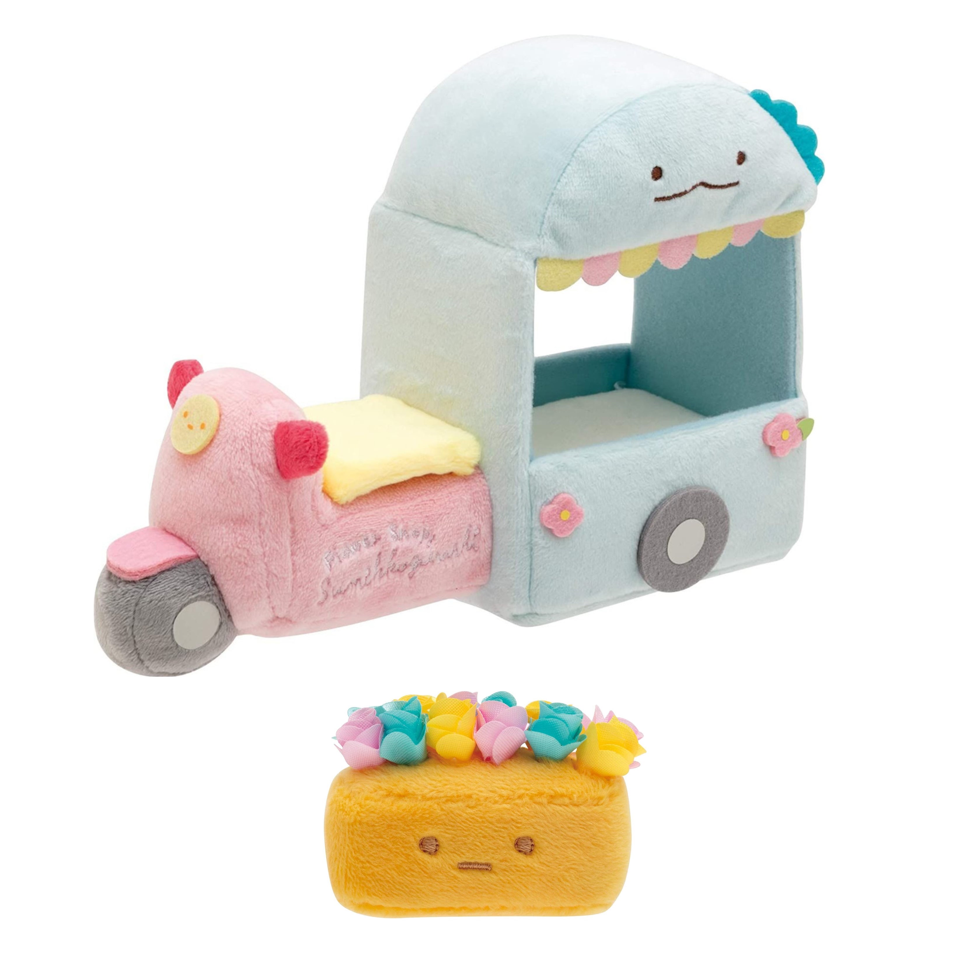 Sumikko gurashi角落生物｜San-x Sumikko Gurashi Scene Plush Toy &quot;Flower Wagon&quot; 水龙花车鲜花速递毛绒场景沙包玩偶/摆件｜约150 × 210 × 85 毫米