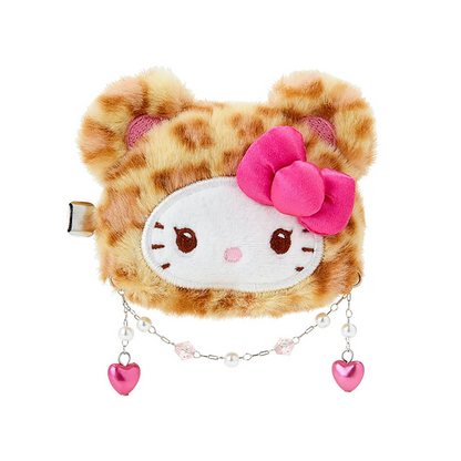 Sanrio三丽鸥｜Face-shaped Hair Clip / Leopard Bear豹纹熊系列角色毛绒华丽串珠发夹｜约 6.5×2×6cm