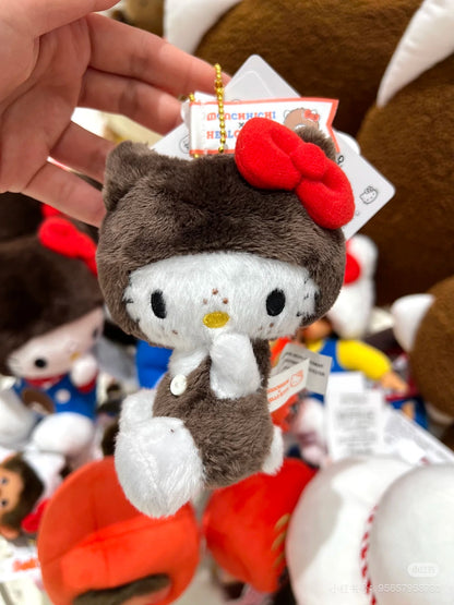 Monchhichi｜Hello Kitty x Monchhichi Big Face (SS) Keychain  Plush Toy｜H12 x W7.5 x D6cm approx.