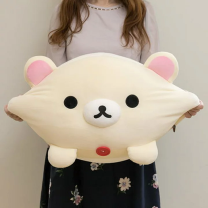 Rilakkuma轻松熊｜San-X Super Mochimochi Daifuku Cushion 超好rua软糯圆滚滚抱枕/靠垫｜约300×400×150mm