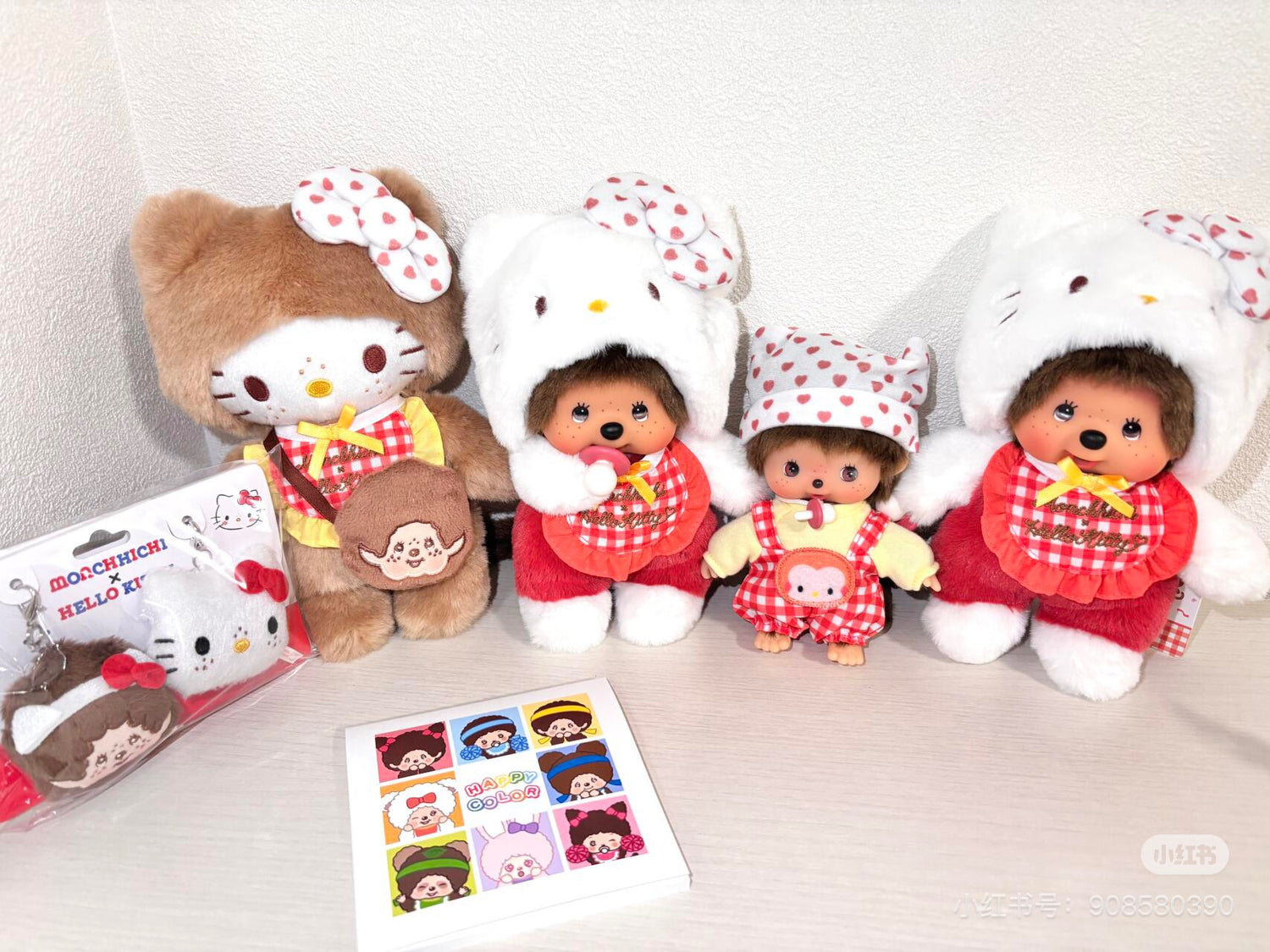 Monchhichi｜Monchhichi x Hello Kitty Plush Dolls｜H15 x W10 x D6.5cm approx.