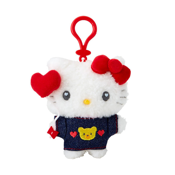 Sanrio三丽鸥｜Mascot Holder Denim Patch Plush Keychain 牛仔丹宁贴布系列可爱角色毛绒挂件/包挂｜约11.7 x 10.2 x 4.5cm