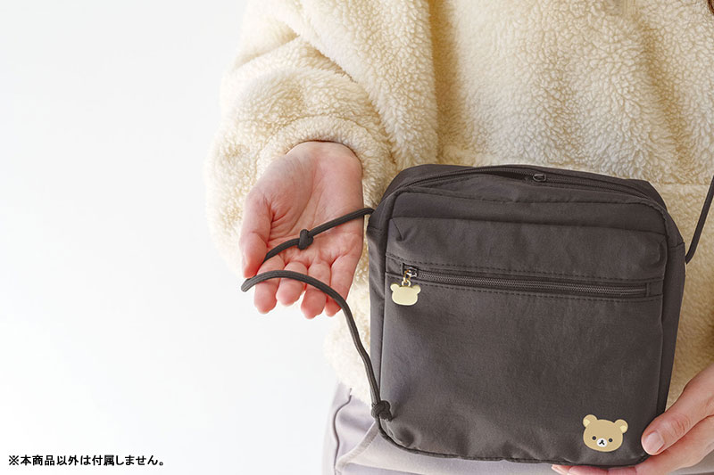 Rilakkuma轻松熊｜San-X Shoulder Bag / Basic Rilakkuma Favorite Things 最喜欢的东西系列刺绣斜挎小背包/收纳包/金属熊头拉链扣｜约180×180×105mm