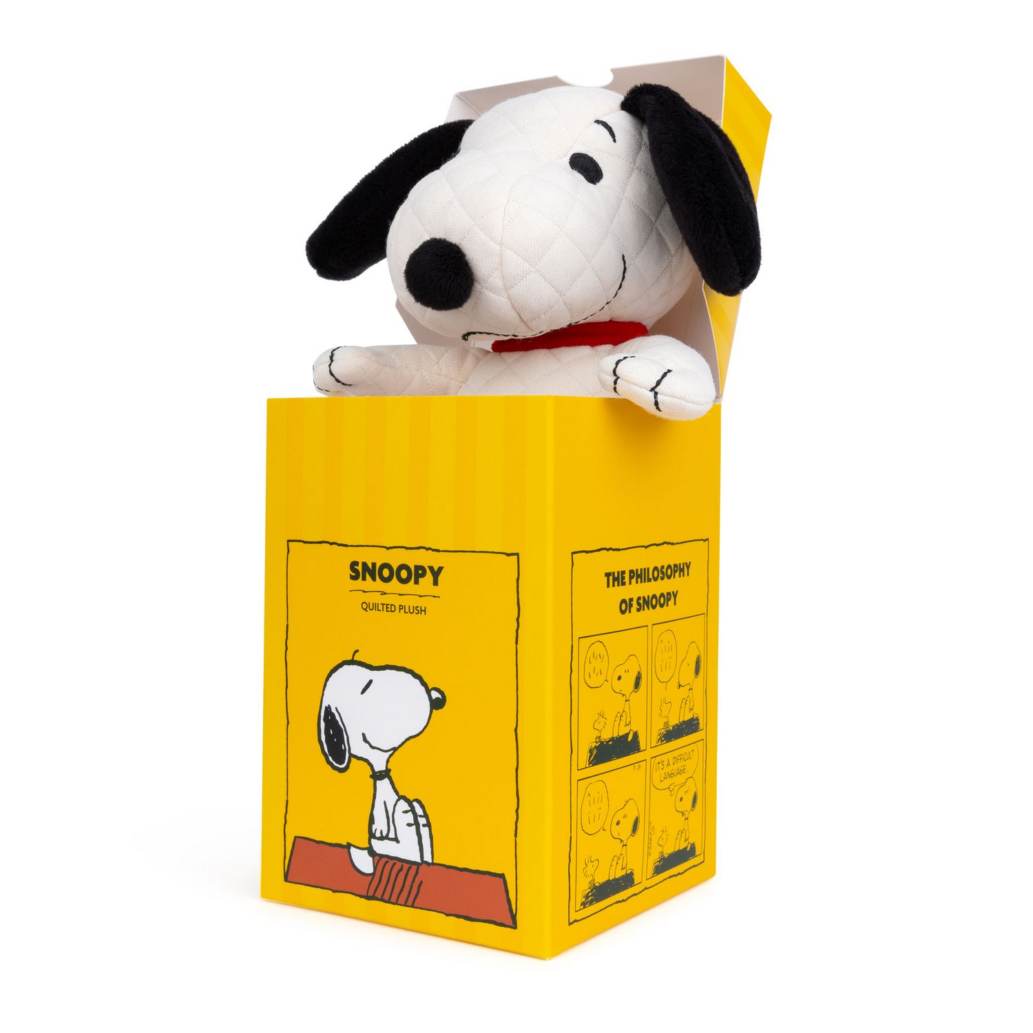 Snoopy史努比｜BON TON TOYS-Snoopy Quilted Jersey in giftbox | Cream奶油色绗缝格纹坐姿迷你毛绒玩偶礼盒装/公仔