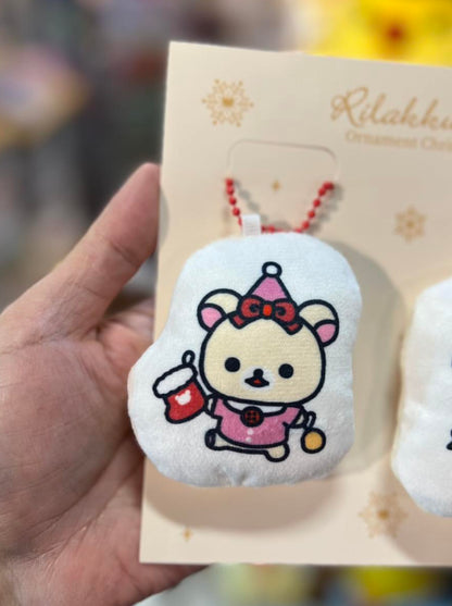 Rilakkuma轻松熊｜2024圣诞限定Korilakkuma小白熊&amp;Chairoikoguma小棕熊软糯挂件套组/包挂/正反面都可爱｜每个约72 x 77mm