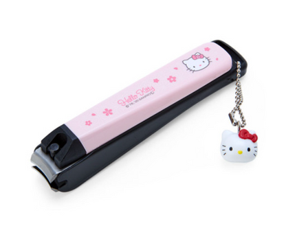 KAI贝印｜Nail Clipper (M) - Hello Kitty : Sakura粉色樱花凯蒂猫大头吊饰不锈钢指甲钳M号/防飞溅｜约2×2×9cm