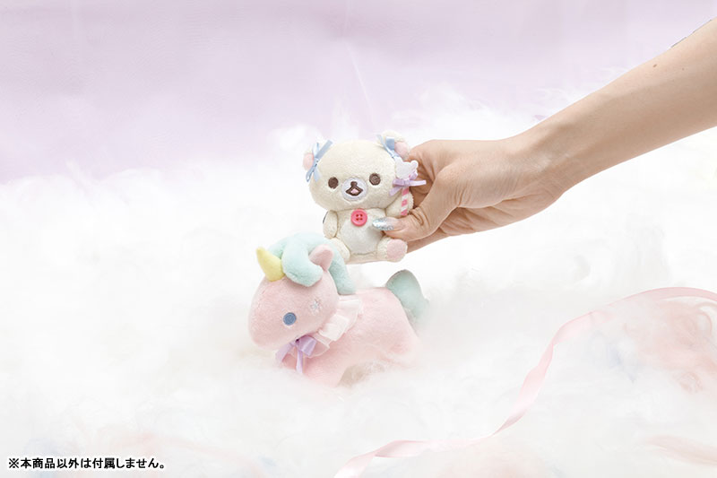 Rilakkuma轻松熊｜Osorano Kururin Wataame - Scene Plush Toy San-X天空白云棉花糖系列骑马毛绒摆件套组｜約130×145×50mm