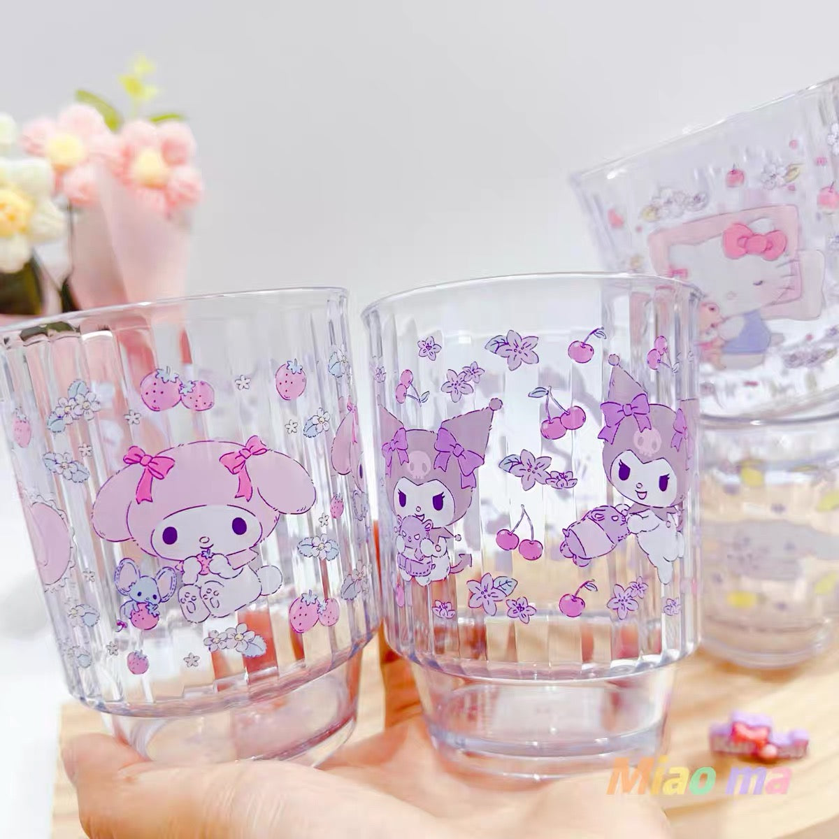 Sanrio三丽鸥｜Clear Plastic Tumbler可爱图案树脂防摔透明杯子/水杯｜约380ml