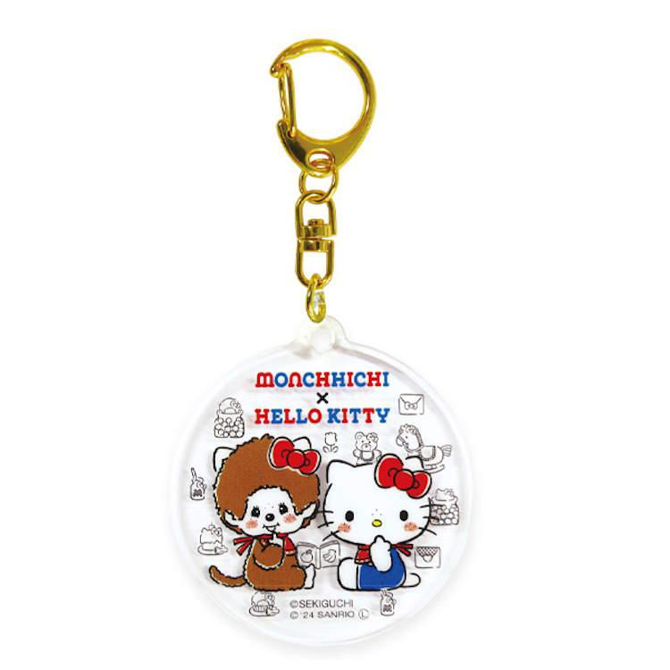 Monchhichi｜Sanrio Hello Kitty Acrylic Mascot Keychain｜4.9 x 4.3 x 1.0cm approx.