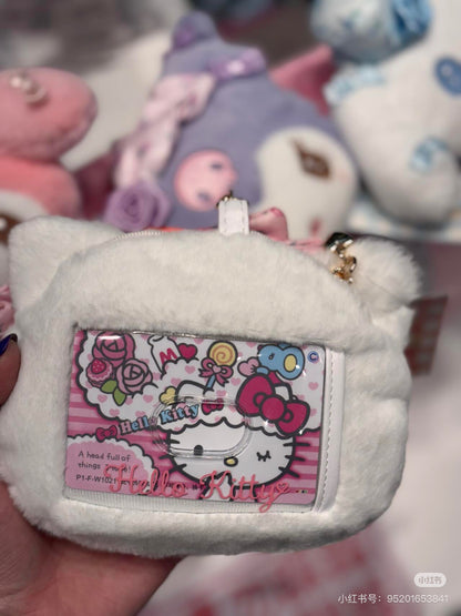 Sanrio三丽鸥｜Sanrio Original Face-shaped Pass Case/ Dolly Rose多莉玫瑰限量系列脸型毛绒零钱包挂件/卡包｜约16×6×12.6cm