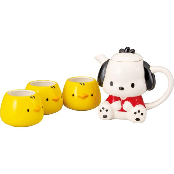 Sanrio三丽鸥｜Pochacco Tea Set帕恰狗陶瓷茶壶小鸡茶杯套组/茶具｜约W17×D10×H12cm