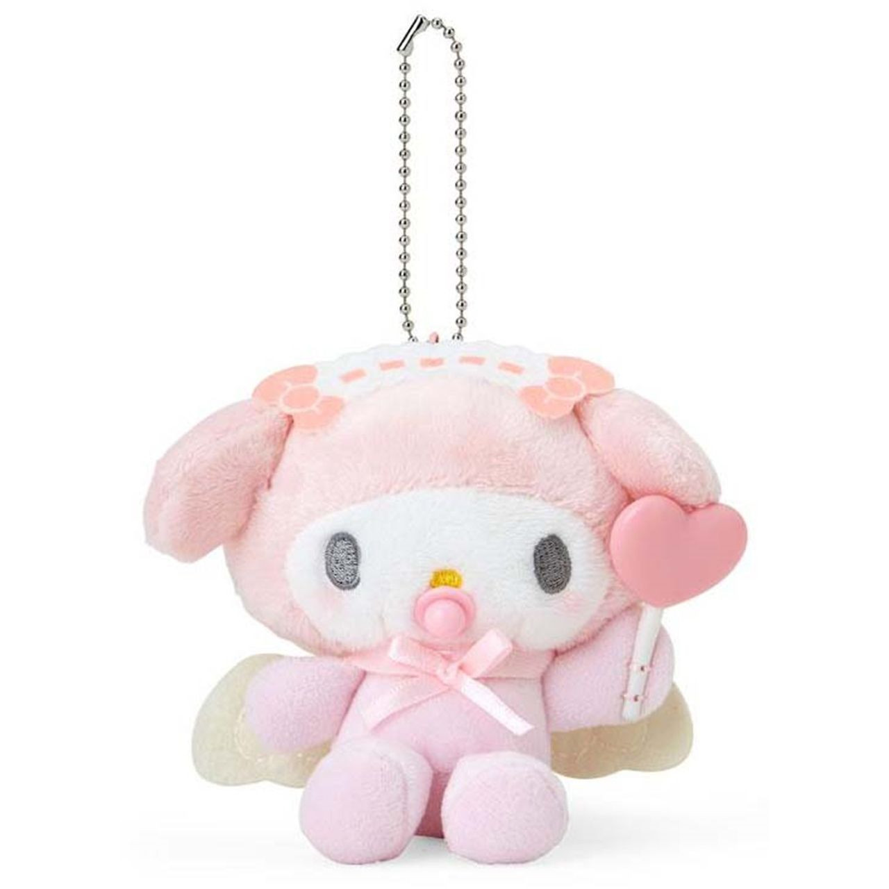 Sanrio三丽鸥｜Mascot Holder / Baby Angel Heart Cane天使爱心手杖奶嘴宝宝毛绒玩偶挂件/包挂｜约11×5.5×10cm