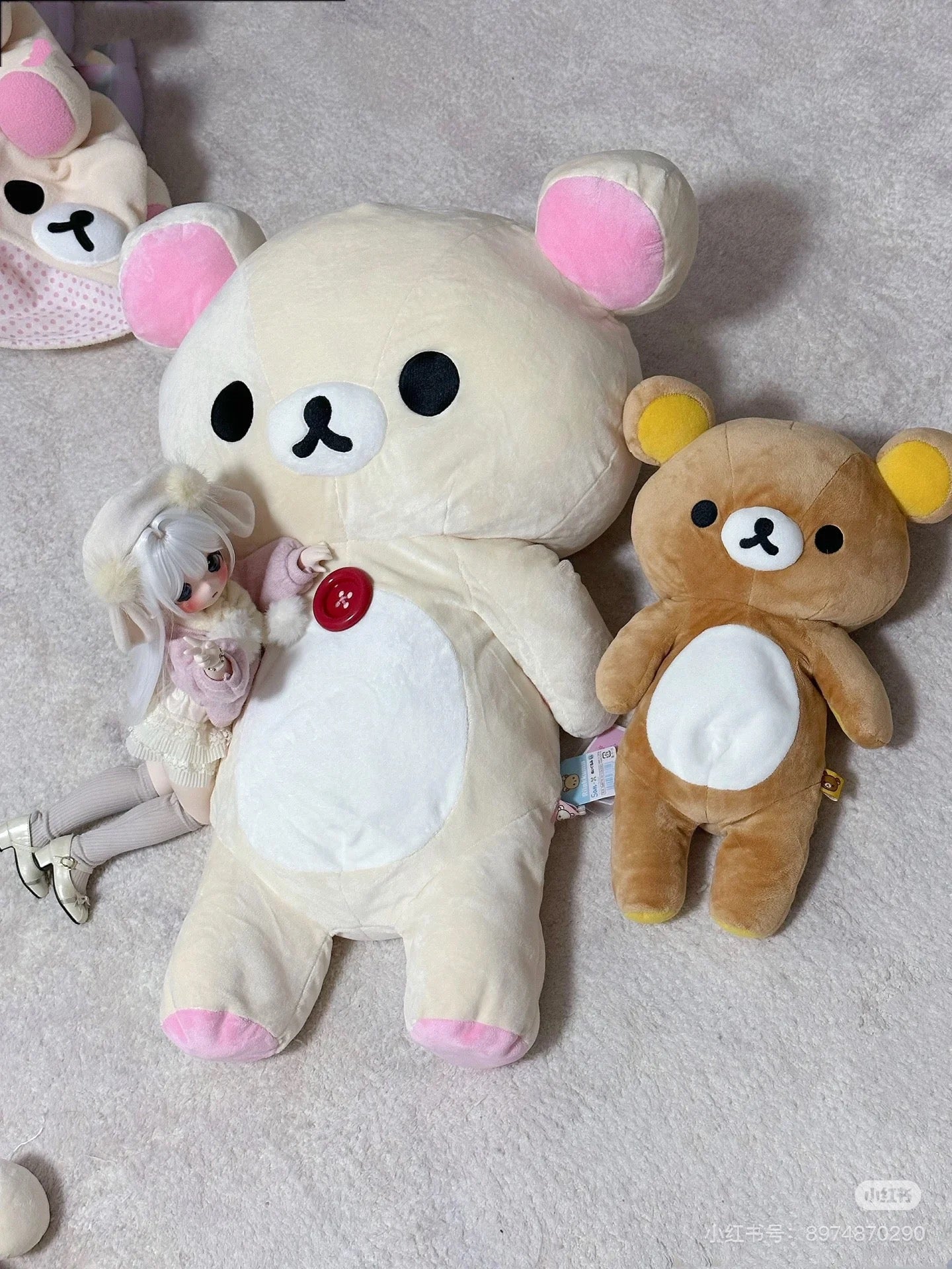 Rilakkuma轻松熊｜San-X Plush Doll Rilakkuma Korilakkuma-Size L超好抱大号小白熊毛绒玩偶/公仔｜约450x350x160mm