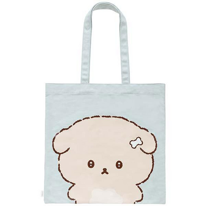 Ishiyowachan｜San-X Tote Bag-chan垂耳社恐小狗/意志薄弱狗/内向修狗粉蓝色帆布包/单肩包/正反面都可爱｜约385×395mm