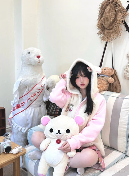 Rilakkuma轻松熊｜San-X Plush Doll Rilakkuma Korilakkuma-Size L超好抱大号小白熊毛绒玩偶/公仔｜约450x350x160mm