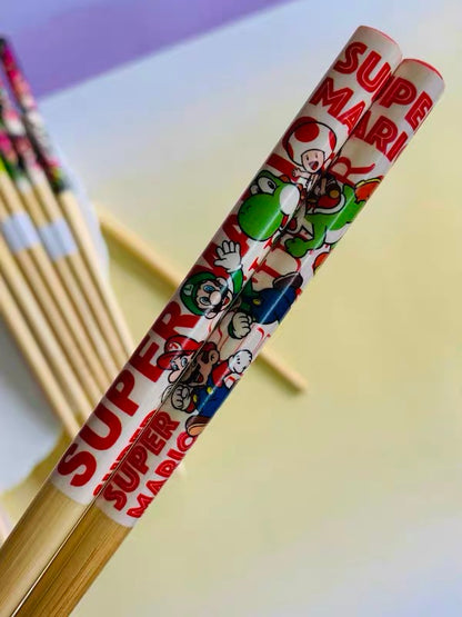 Nintendo任天堂｜Mario Bamboo Chopsticks 21cm / Super Mario Brothers超级马里奥竹制筷子｜约长210mm