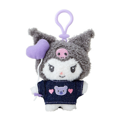 Sanrio三丽鸥｜Mascot Holder Denim Patch Plush Keychain 牛仔丹宁贴布系列可爱角色毛绒挂件/包挂｜约11.7 x 10.2 x 4.5cm