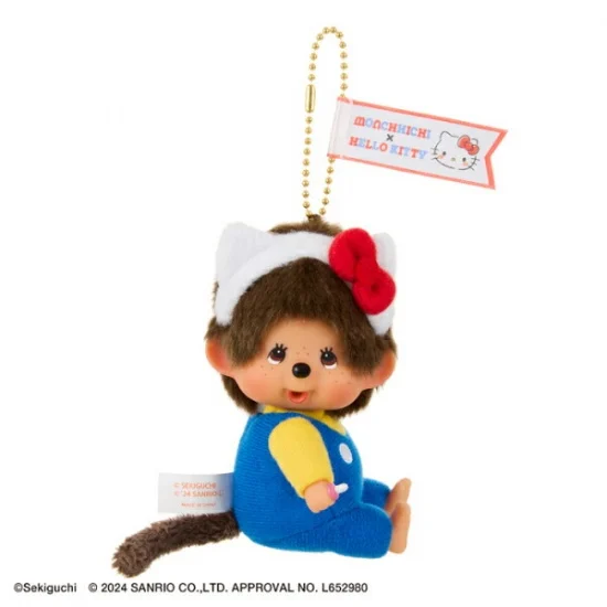 Monchhichi｜Hello Kitty x Monchhichi Big Face (SS) Keychain  Plush Toy｜H12 x W7.5 x D6cm approx.