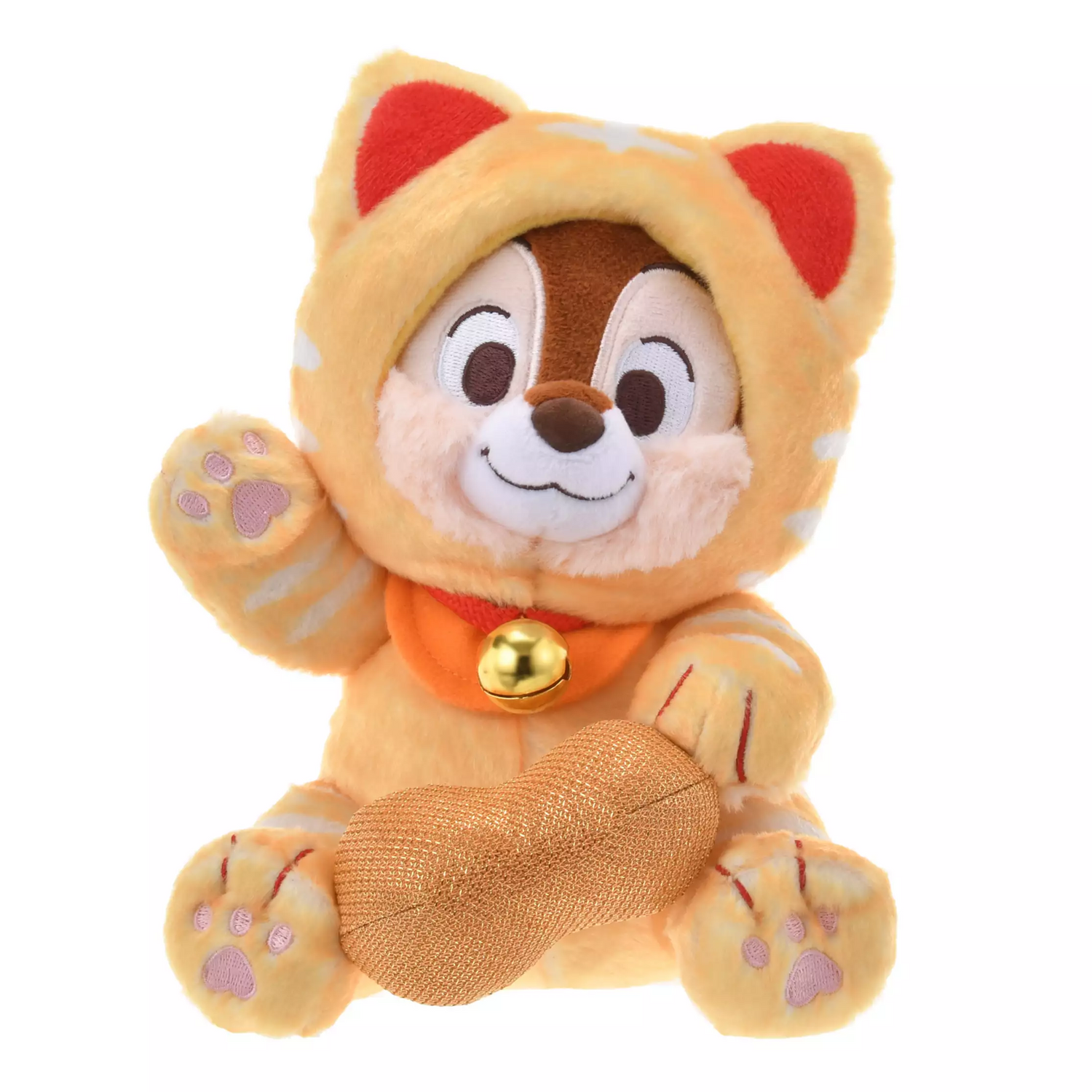 Disney｜New Year Collection Plush Toy-Lucky Cat Figure新年招财猫系列奇奇蒂蒂坐姿毛绒玩偶/公仔/可脱帽｜約 高さ19.5×幅15×奥行き15.5(cm)