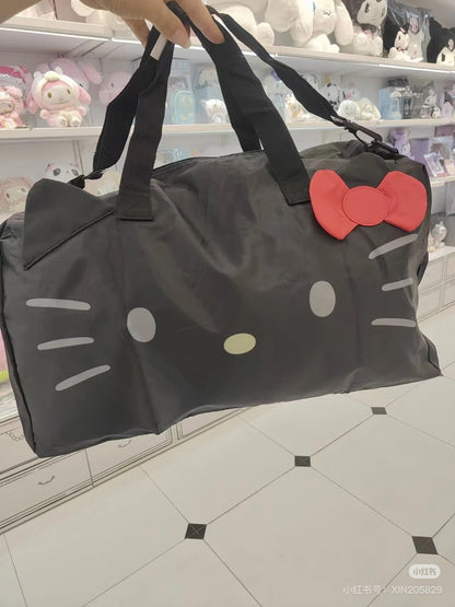 Sanrio三丽鸥｜Hello Kitty Face Shape Boston Bag Travel Bag可收纳超轻大容量手提斜挎旅行包｜约24.3 x 19.7 x 4.4cm