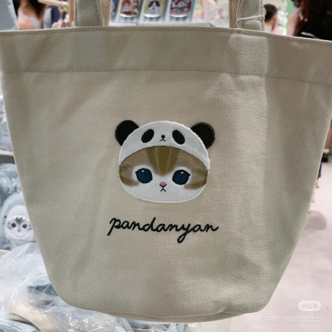 Mofusand｜Mini Tote bag softly (Panda)鲨鱼猫可爱头套刺绣迷你托特帆布包/手提包｜约H380 x W300 x D150mm