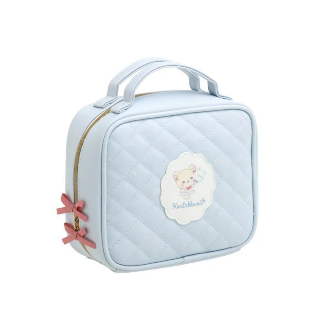 Rilakkuma轻松熊｜Korilakkuma Cosmetic Pouch Sky Cotton Candy San-X天空白云棉花糖系列菱格纹大容量化妆包/收纳包｜约150×180×60mm