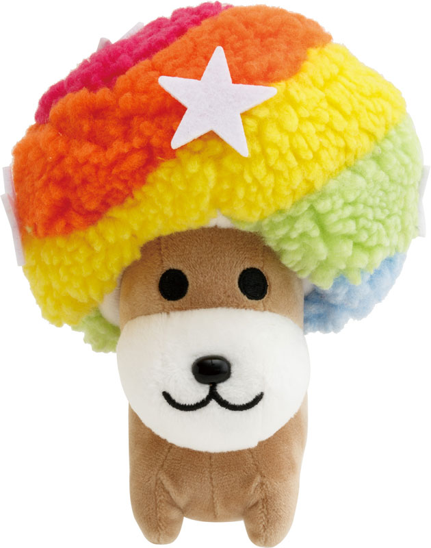 SANX｜Characters Ano Koro no Tomodachi Plush Afro Ken怀旧经典系列彩虹狗阿芙柔犬爆炸头狗毛绒玩偶/摆件/彩色头发可以摘下来｜160 x 125 x 110mm