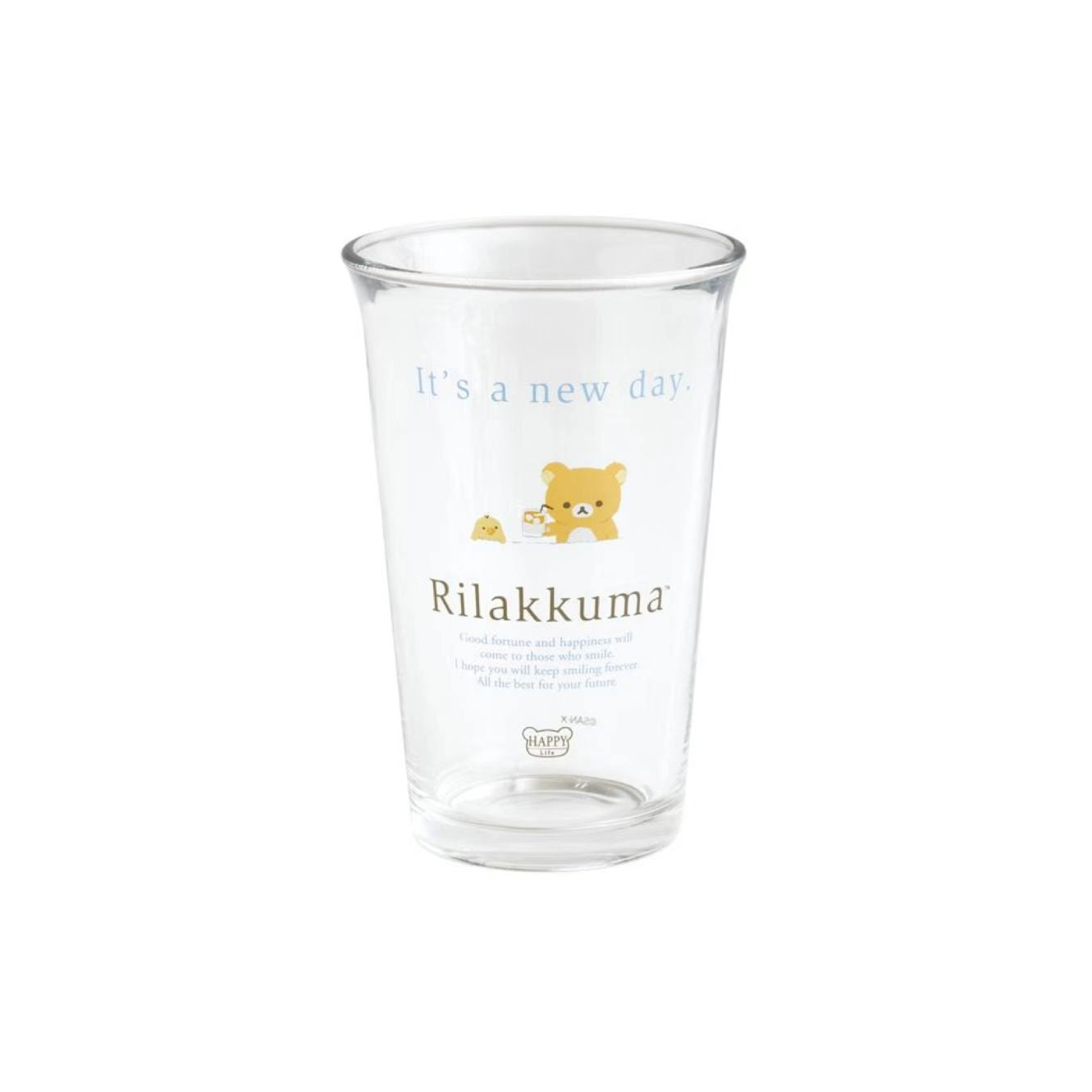 Rilakkuma｜San-X Glass Tumbler - Kiiroitori &amp; Rilakkuma : Happy Life｜360ml approx.