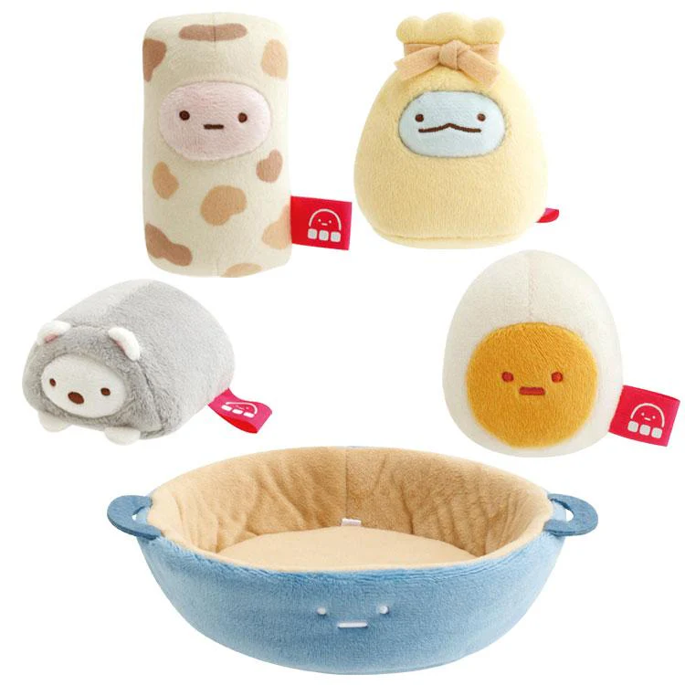 Sumikko gurashi角落生物｜Waku Waku Tapioca Convenience Store - Oden Plush Toy Set San-X哇哇哇木薯便利店关东煮毛绒玩偶套组/手玉｜约80×160×155mm