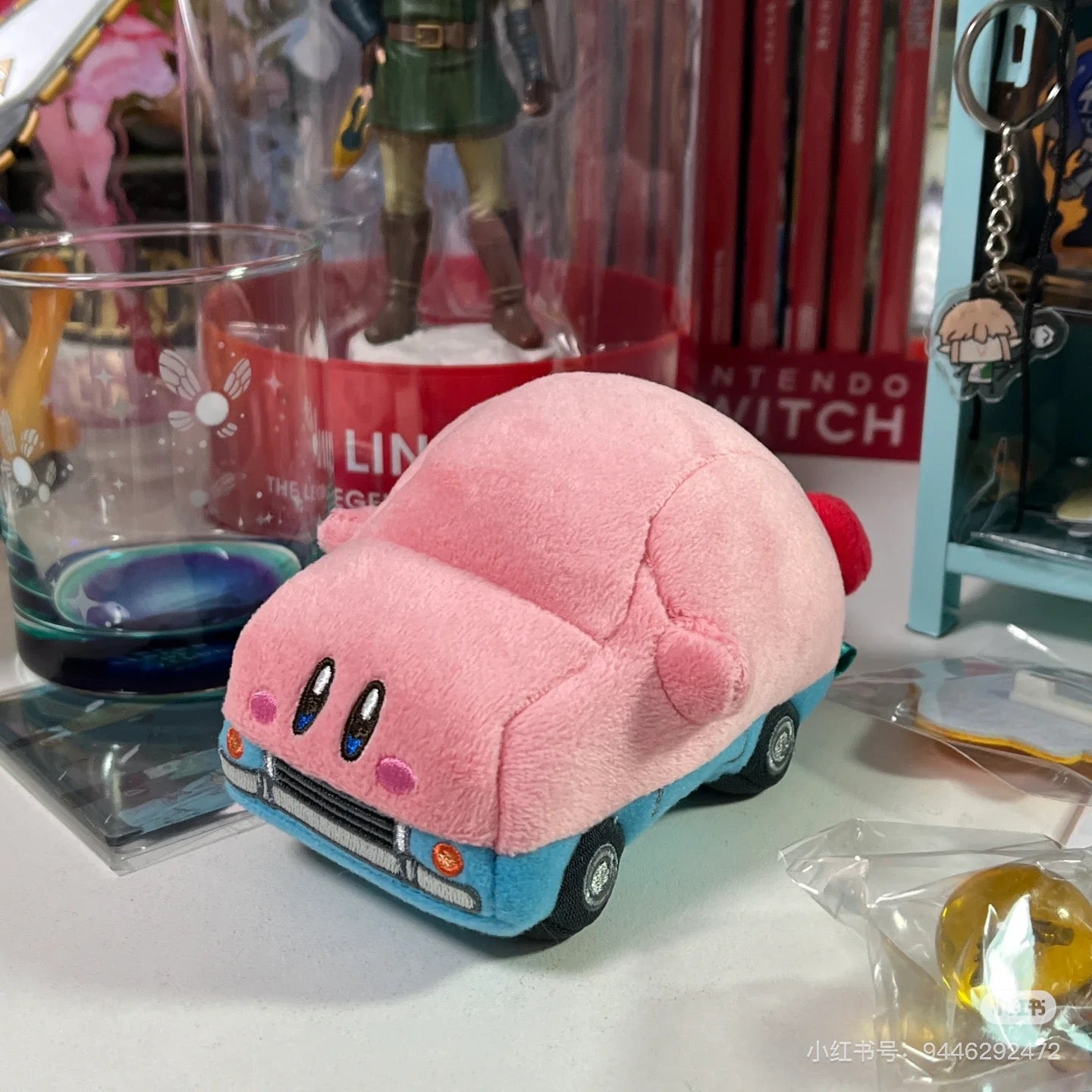 Kirby星之卡比｜Shaking Plush Car Mouth Kirby吞下整辆汽车变身毛绒玩具摆件/公仔/拉发条会震动｜约W9 x D13.5 x H7 cm