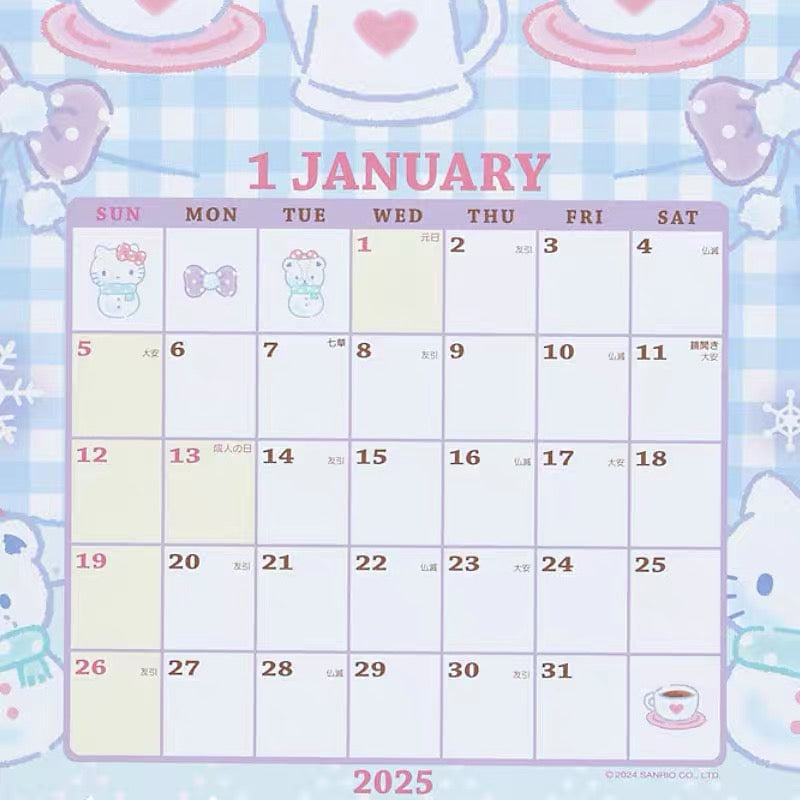 Sanrio三丽鸥｜Original Die-cut Calendar - Hello Kitty / 2025年可爱造型日历/挂历｜约29.7×1×41.9cm