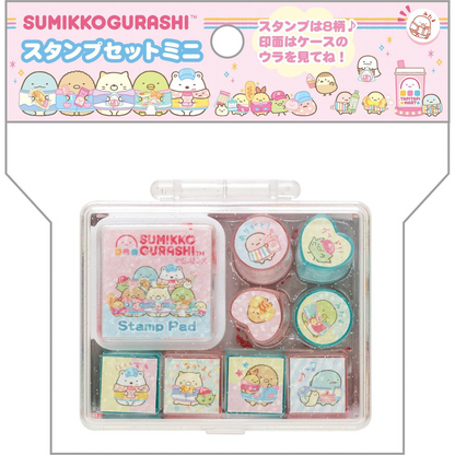 Sumikko gurashi角落生物｜San-x Sumikko Gurashi Stamp Set Mini 哇哇哇木薯便利店系列闪闪印章套组｜约3.0 x 11.0 x 10.0cm