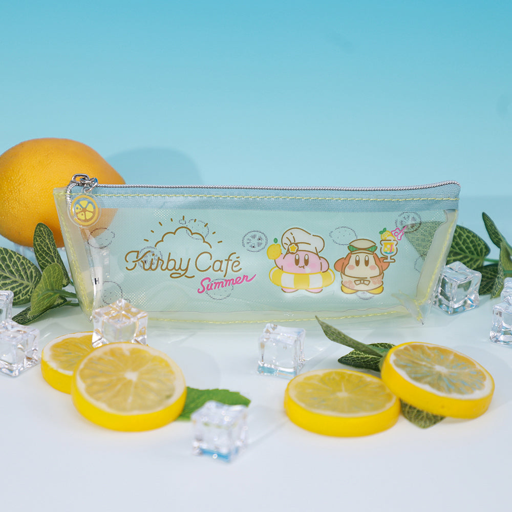 Kirby｜2023夏季限定卡比瓦豆柠檬双面图案透明笔袋/柠檬拉链头｜约W190×H60×D40mm