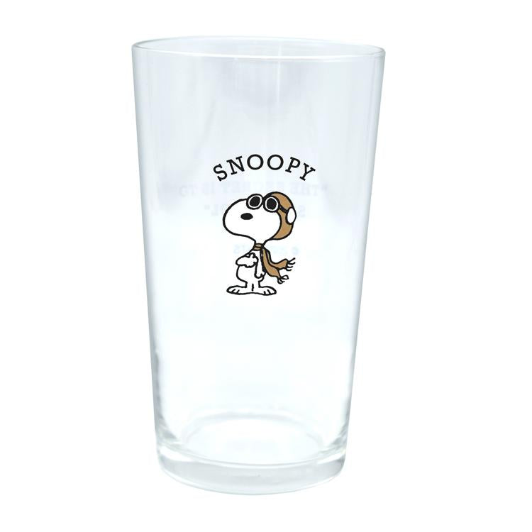 Snoopy｜Flying Ace限定玻璃饮料杯/正面图案反面字/飞行员｜305ml