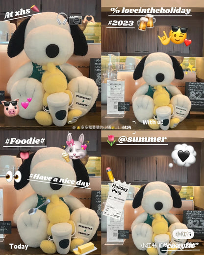 Snoopy｜Starbucks星巴克联名2023限定大只巨茸茸史努比公仔/云朵手感｜高さ約33cm×横幅約28cm×奥行約21cm